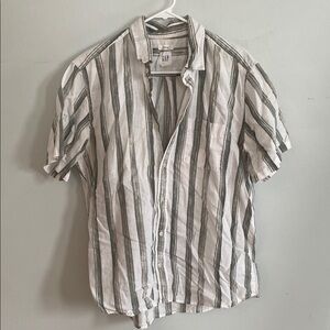 GAP Men's Striped White and Green Shirt
